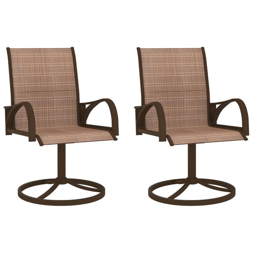 Vidaxl Záhradné otočné stoličky 2 ks textilén a oceľ hnedé